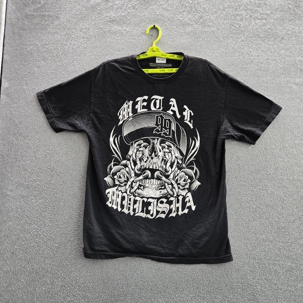 Metal Mulisha Men Shirt LARGE Black Floral Rose Skull Logo Graphic Print Tee
